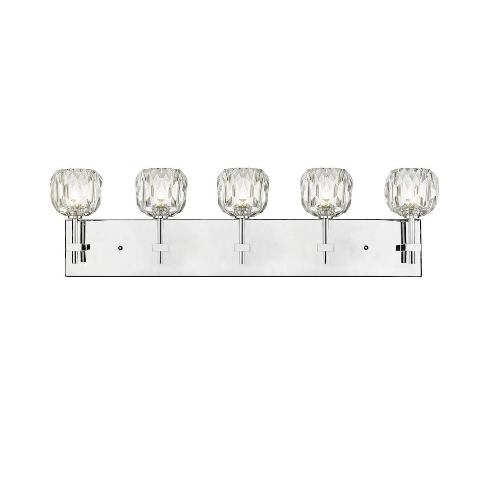 5-Light Chrome Wall Sconce With Clear Crystal Shades. Picture 2