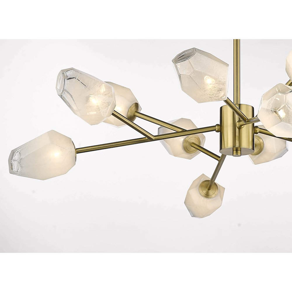 12-Light Gold Chandelier With White Glass Shades. Picture 5