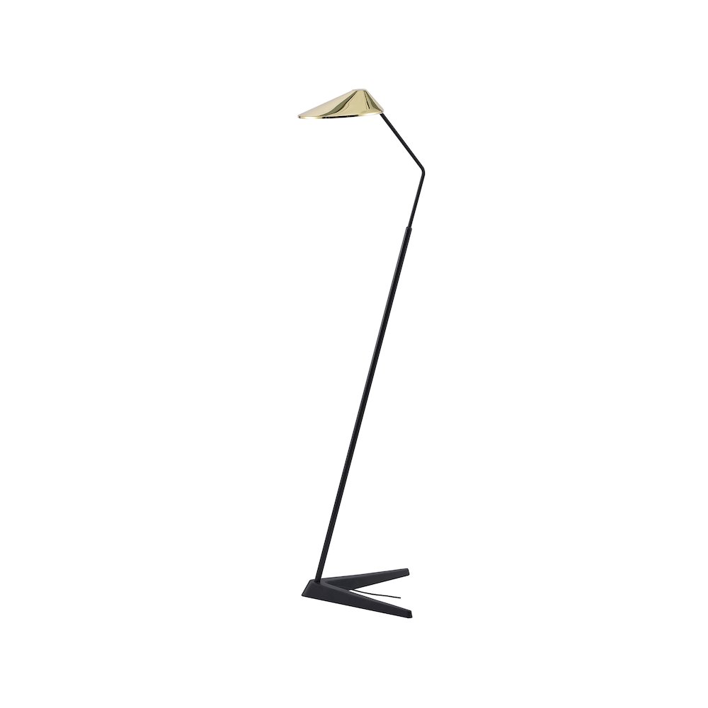 1-Light Black Aluminum LED Floor Lamp With A Shade And Clear Crystal Cover. Picture 1