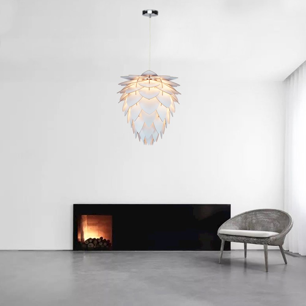 1-Light White Wood Artichoke Chandelier. Picture 2
