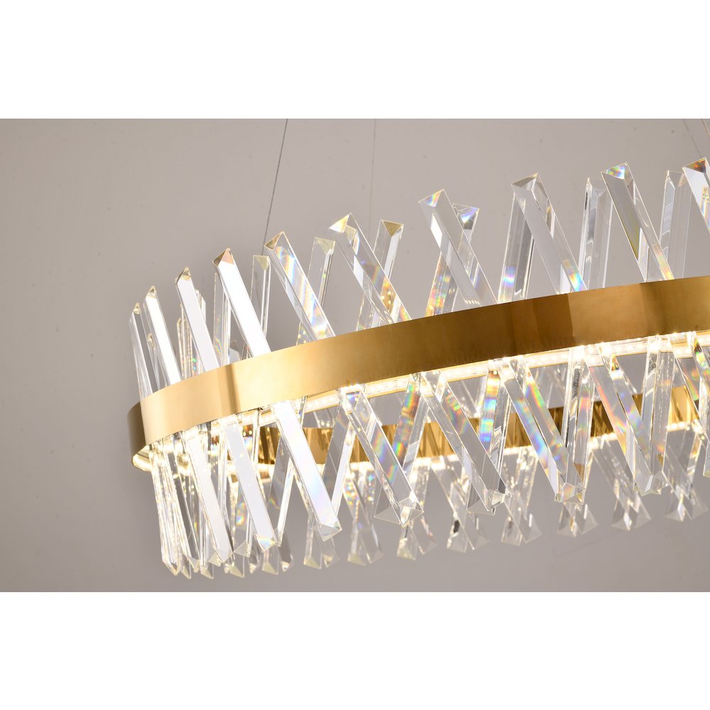 1-Light Gold Dimmable LED chandelier With Clear Crystal Accents. Picture 4
