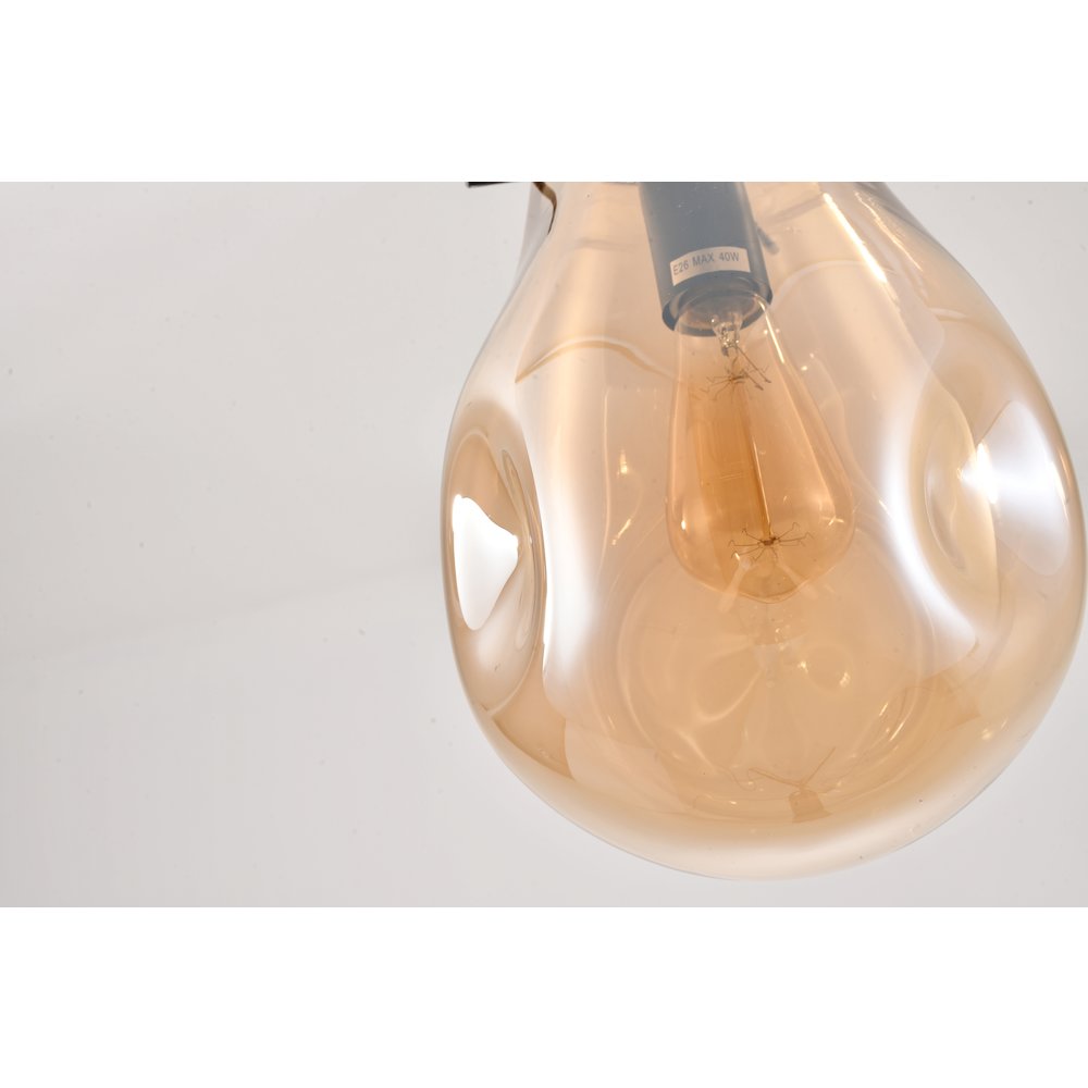 1-Light Black Single Pendant With An Amber Glass Shade. Picture 4