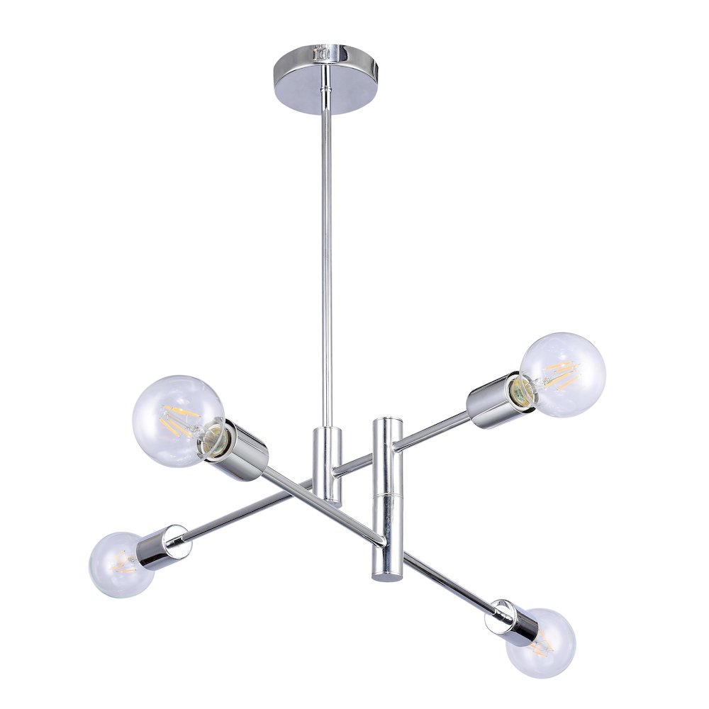 4-Light Chrome Pipe Arm Chandelier. Picture 2