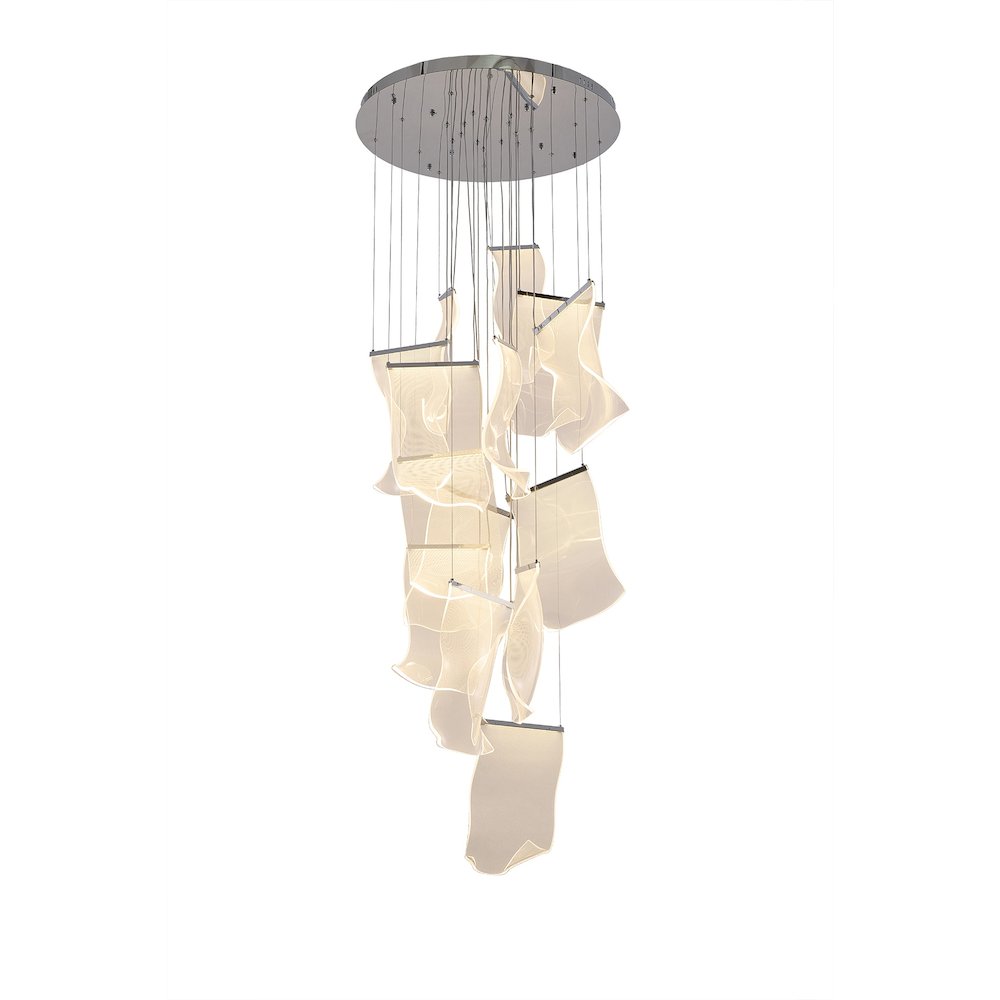 8-Light Chrome Chandelier With Acrylic Crumbled Sheet Pendants. Picture 3