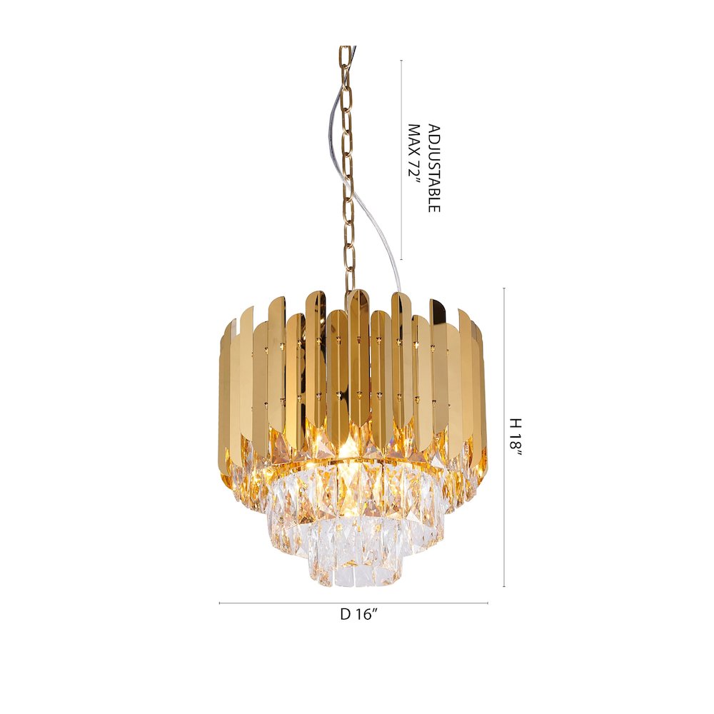 8-Light Gold Stainless Steel Chandelier With Clear Crystals. Picture 6