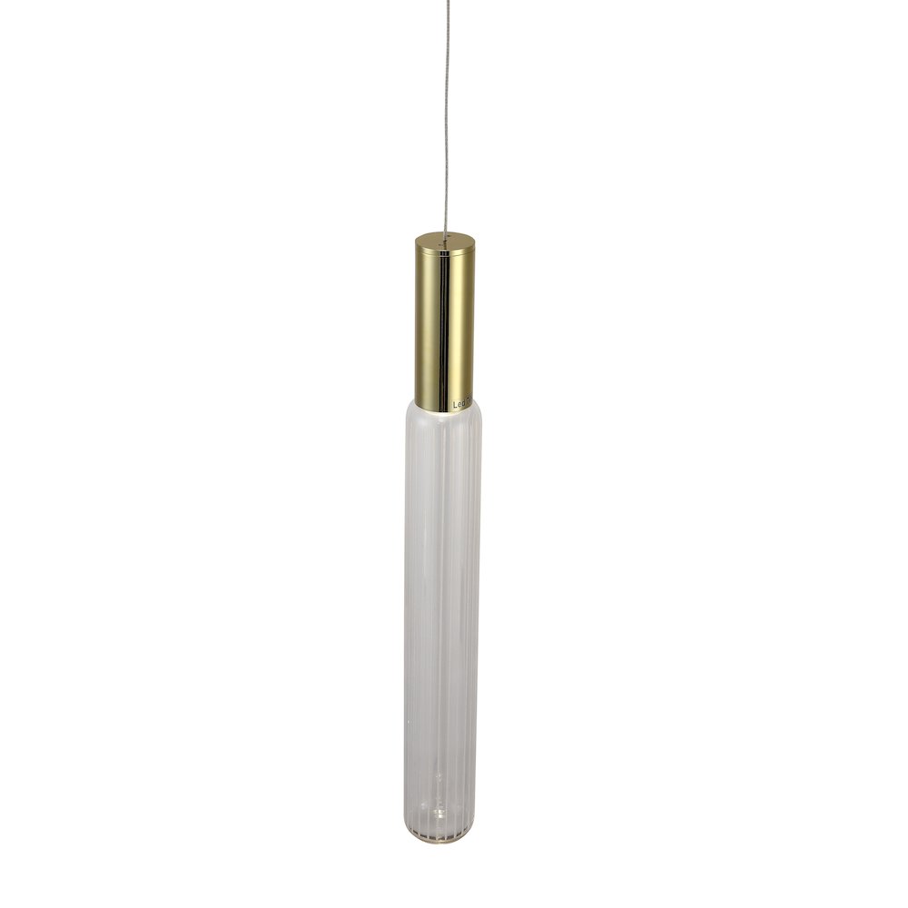1-Light Gold LED Pendant With A Clear Glass Shade. Picture 2