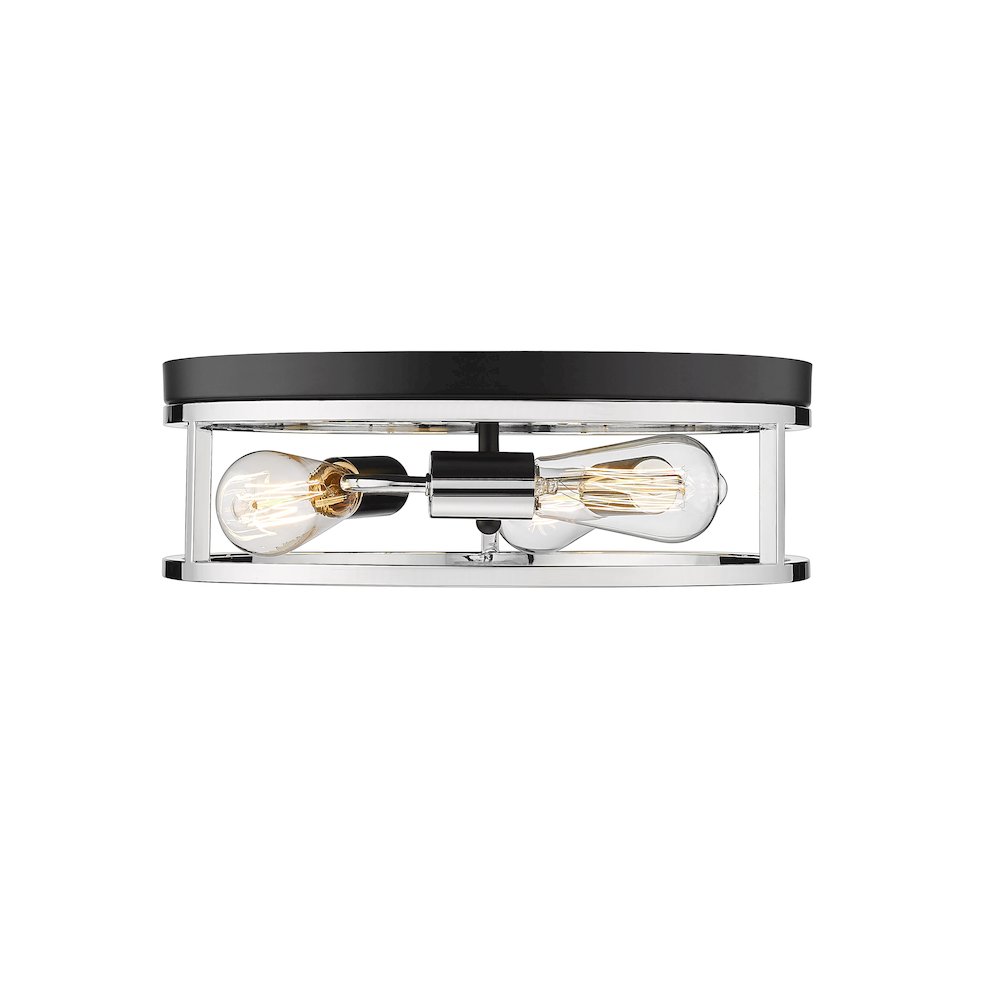 3-Light Black And Chrome Metal Flush Mount. Picture 4