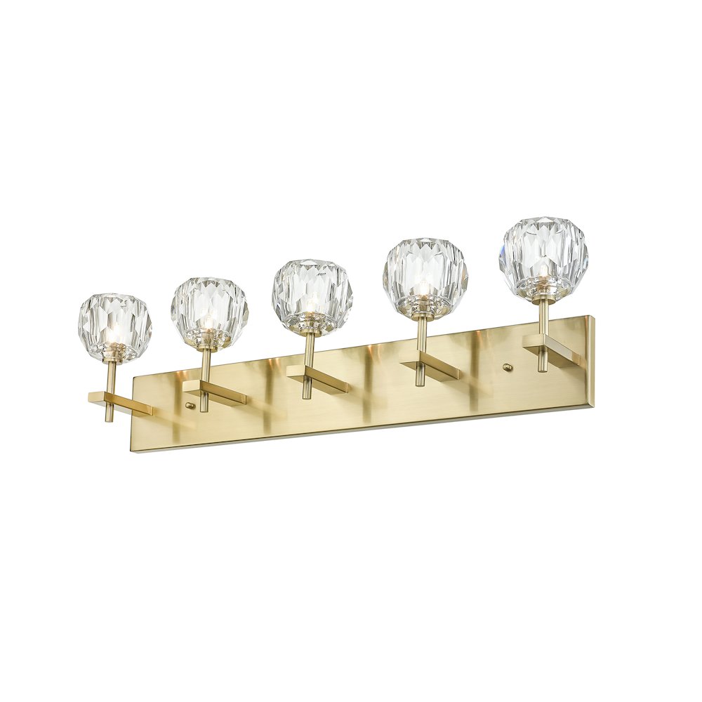 5-Light Gold Wall Sconce With Clear Crystal Shades. Picture 2