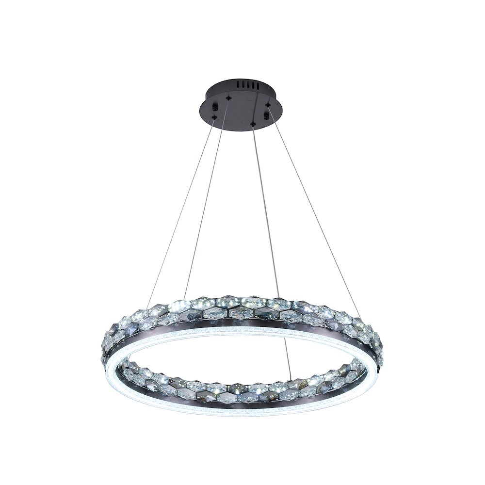 1-Light Stain Black LED Pendant With Crystal Accents. Picture 4