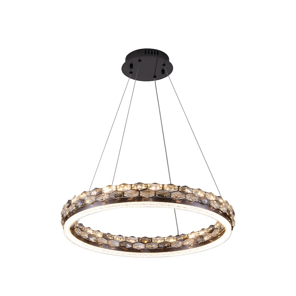 1-Light Stain Black LED Pendant With Crystal Accents. Picture 5