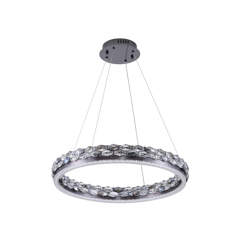1-Light Stain Black LED Pendant With Crystal Accents. Picture 2