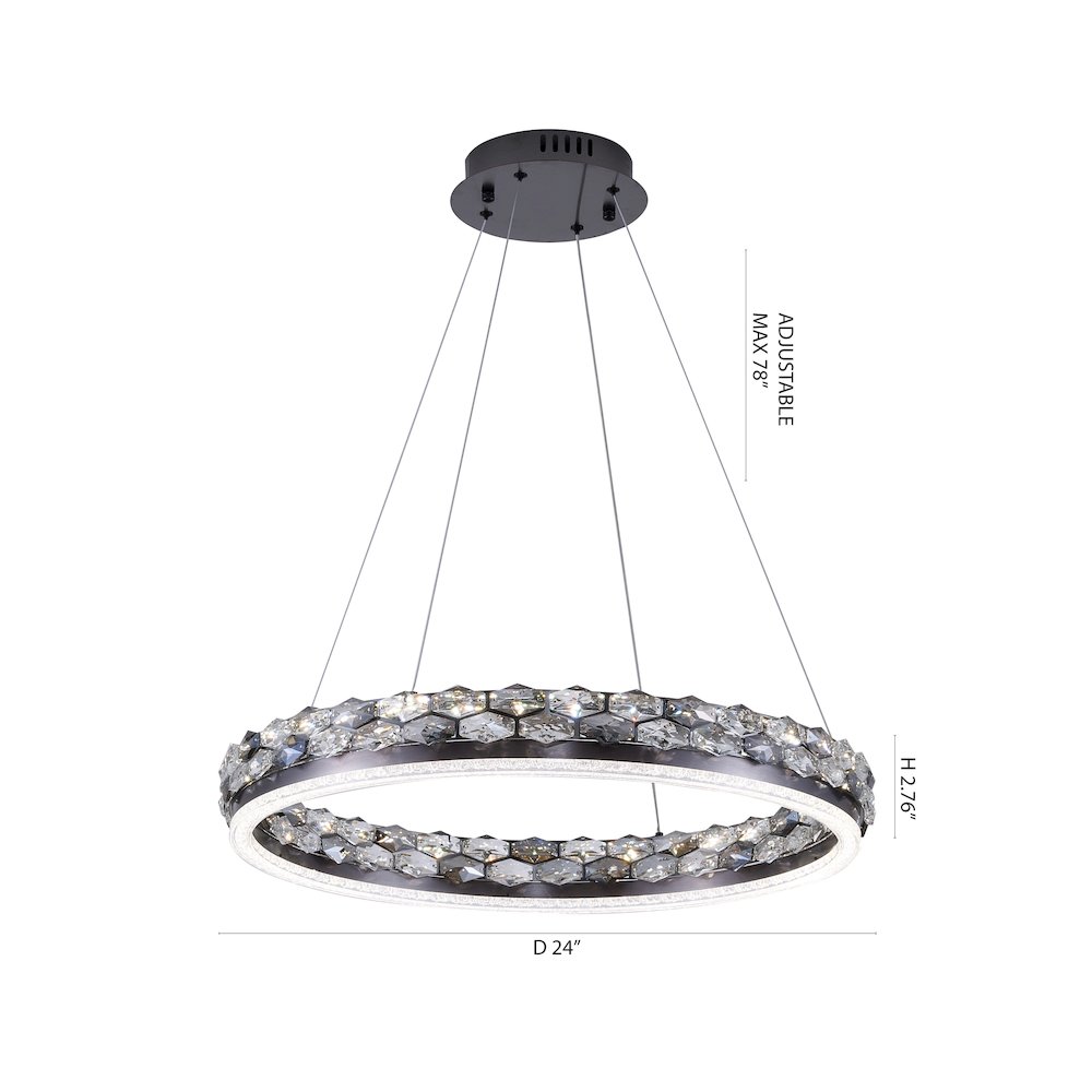 1-Light Stain Black LED Pendant With Crystal Accents. Picture 11
