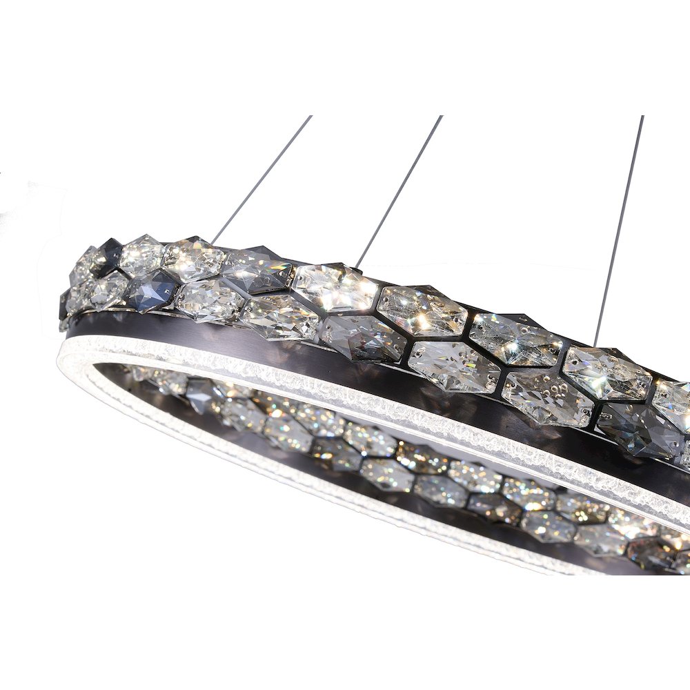 1-Light Stain Black LED Pendant With Crystal Accents. Picture 7