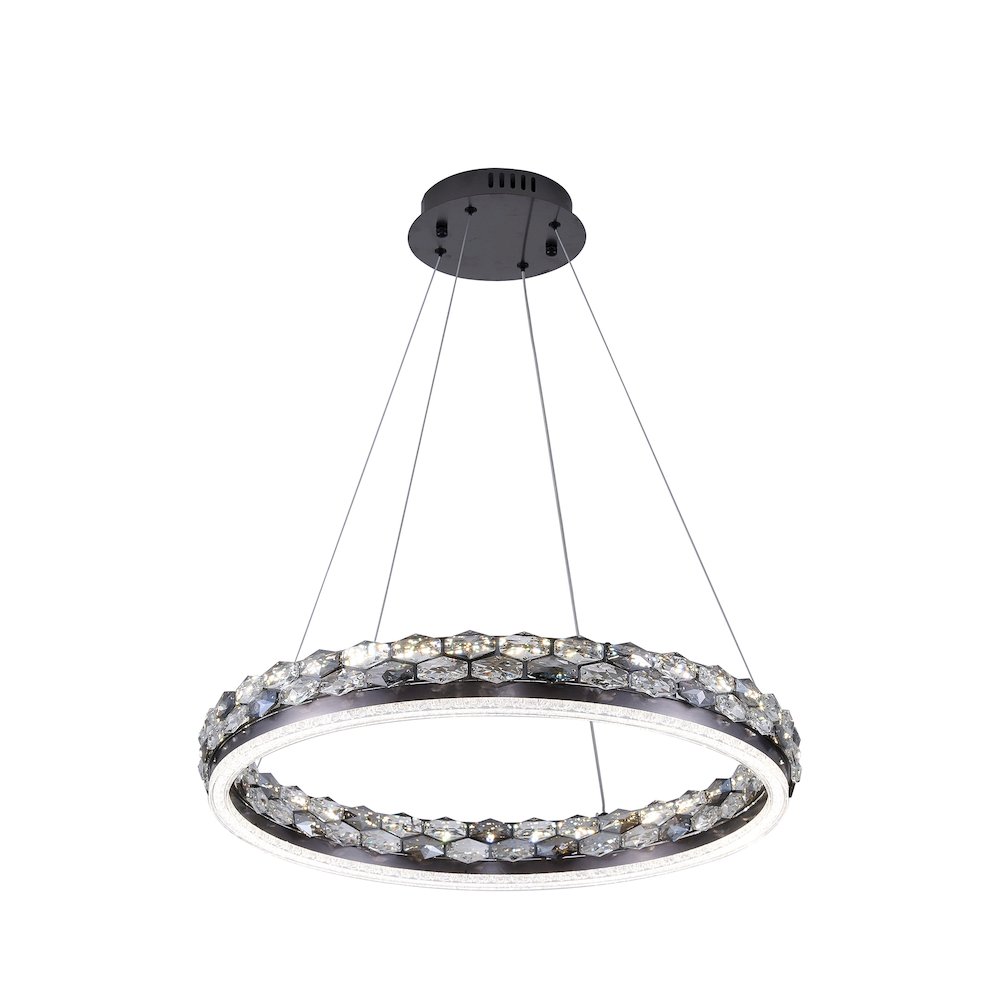 1-Light Stain Black LED Pendant With Crystal Accents. Picture 3