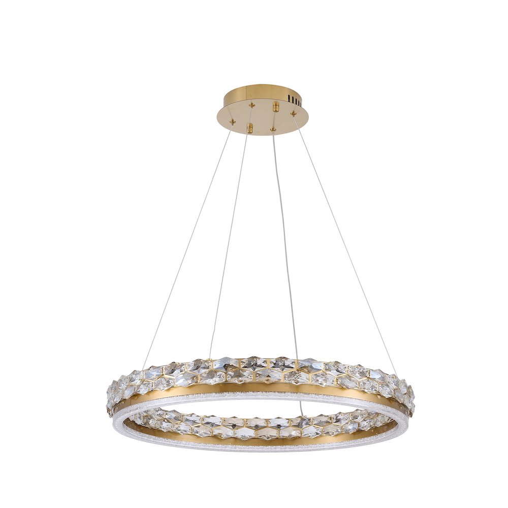 1-Light Brass LED Pendant With Crystal Accents. Picture 2