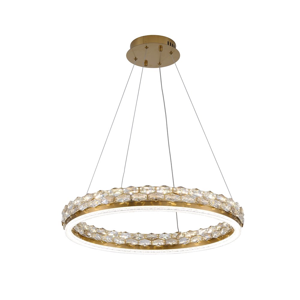 1-Light Brass LED Pendant With Crystal Accents. Picture 3