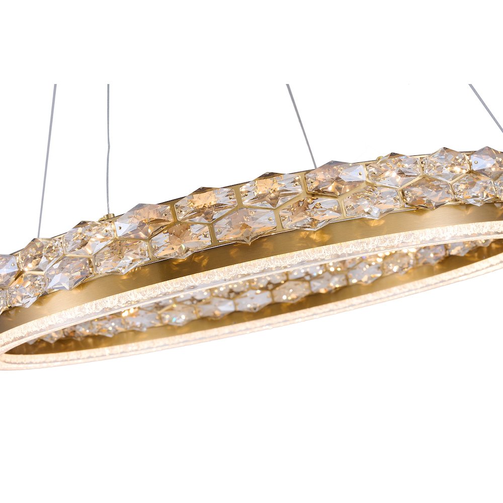 1-Light Brass LED Pendant With Crystal Accents. Picture 10