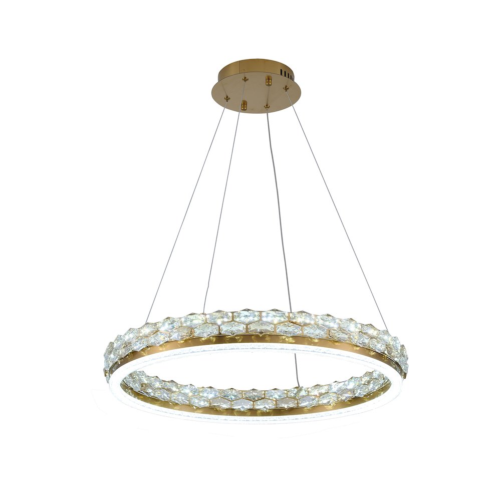 1-Light Brass LED Pendant With Crystal Accents. Picture 4