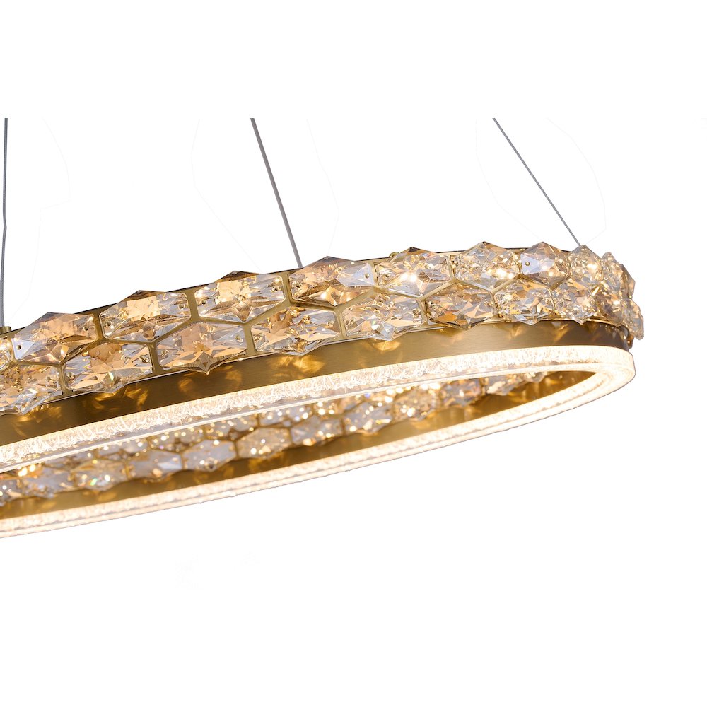 1-Light Brass LED Pendant With Crystal Accents. Picture 12