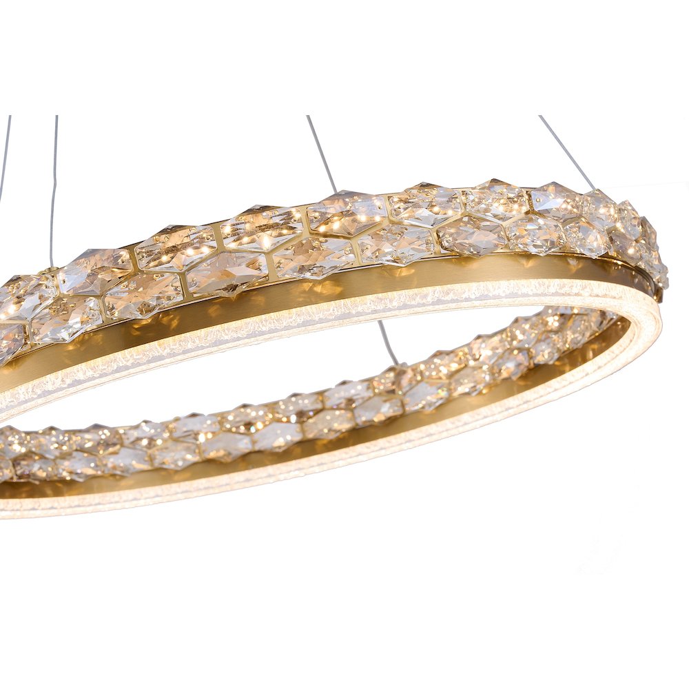 1-Light Brass LED Pendant With Crystal Accents. Picture 9