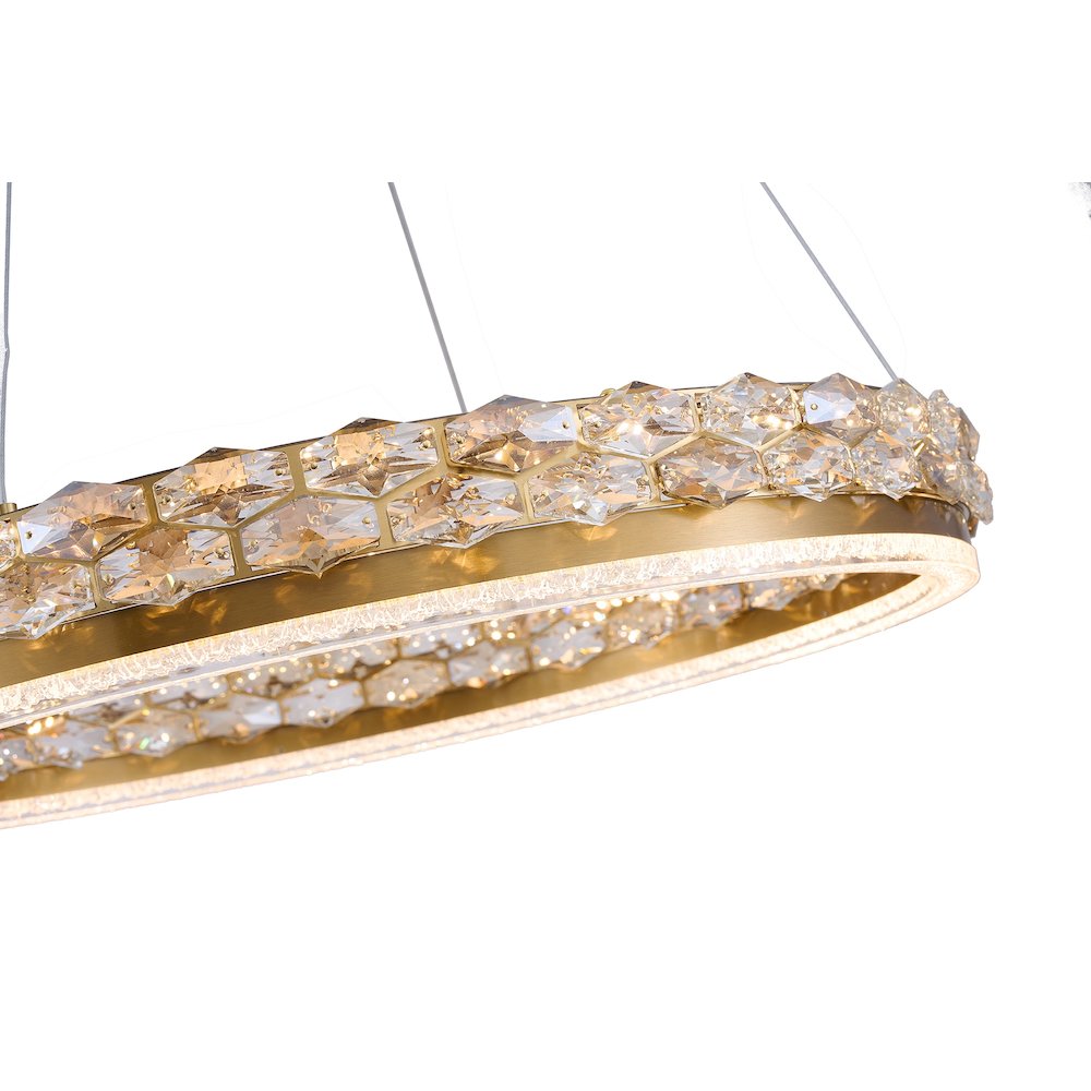 1-Light Brass LED Pendant With Crystal Accents. Picture 11