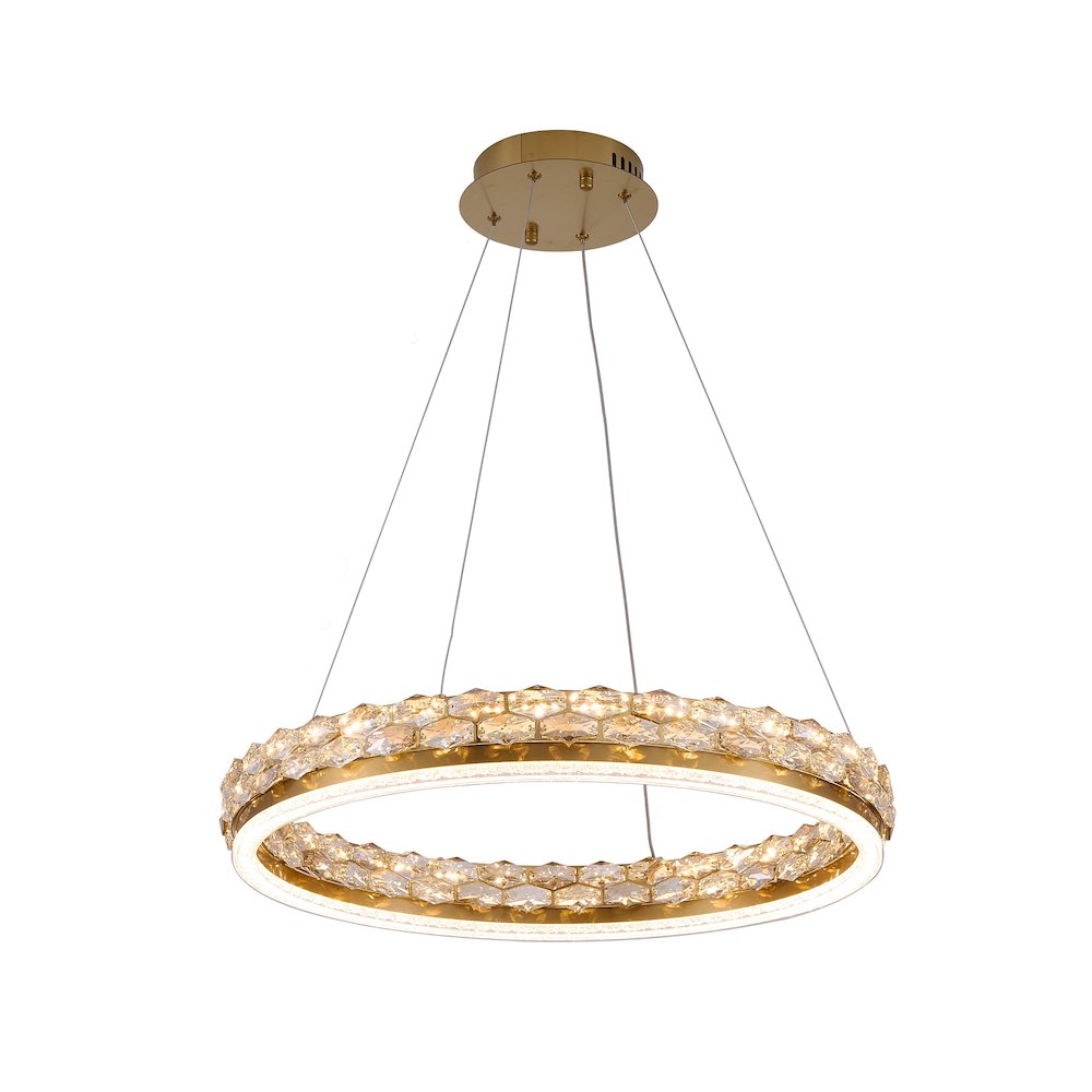 1-Light Brass LED Pendant With Crystal Accents. Picture 5