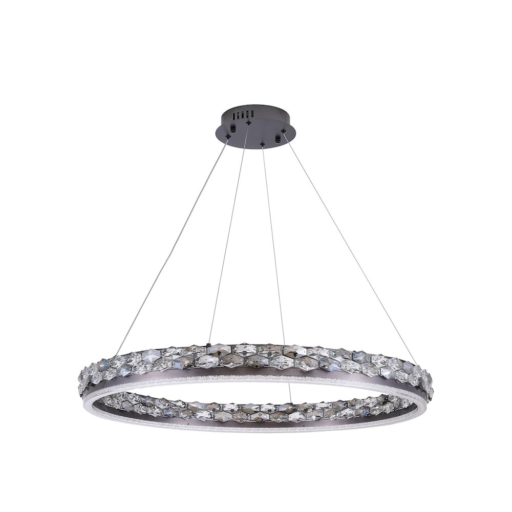 1-Light Stain Black LED Pendant With Crystal Accents. Picture 2