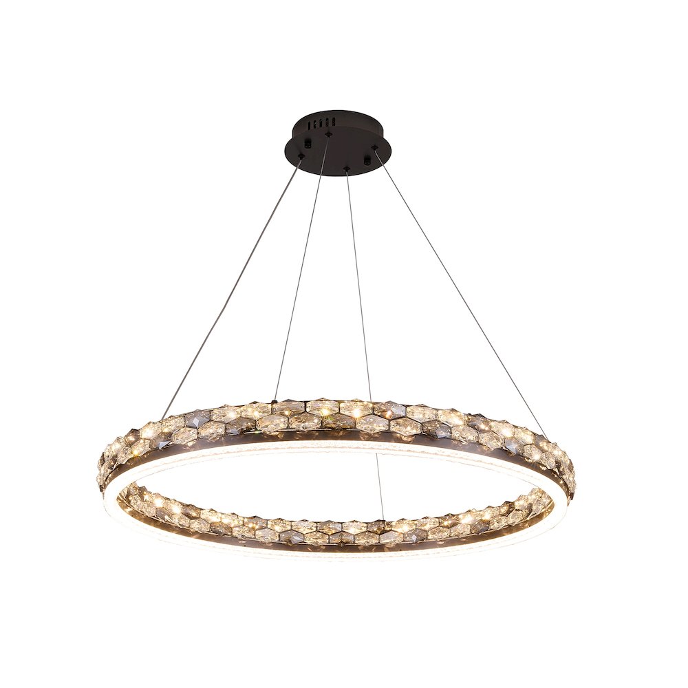 1-Light Stain Black LED Pendant With Crystal Accents. Picture 5