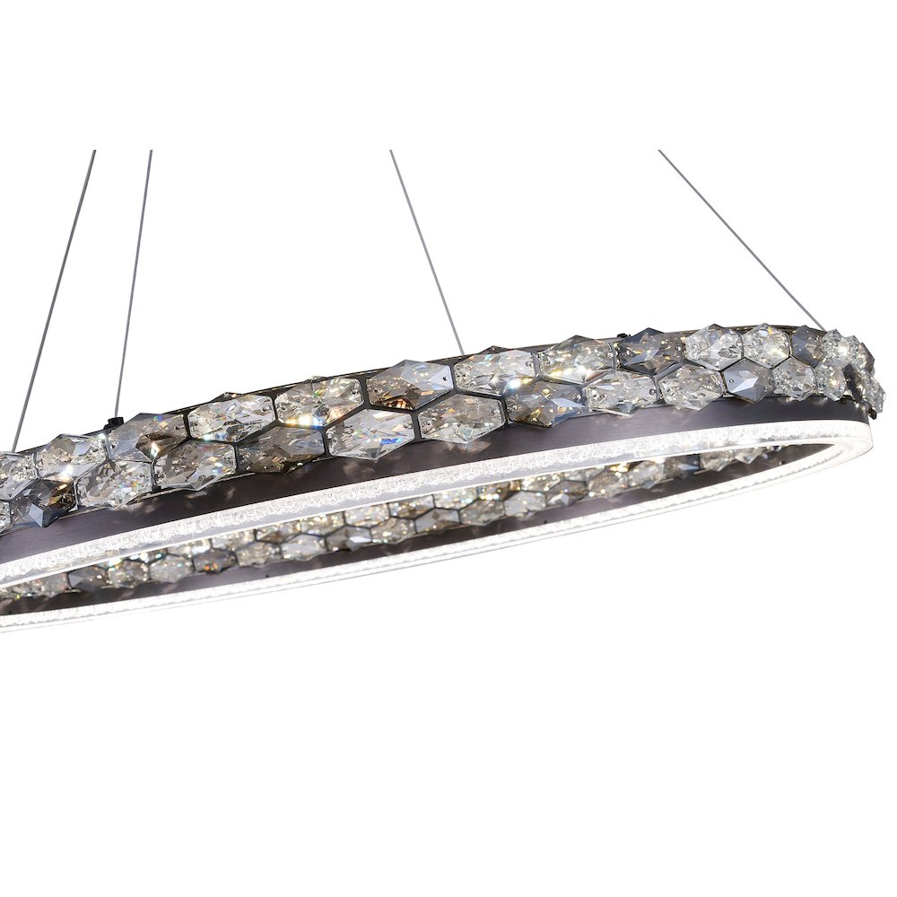 1-Light Stain Black LED Pendant With Crystal Accents. Picture 9