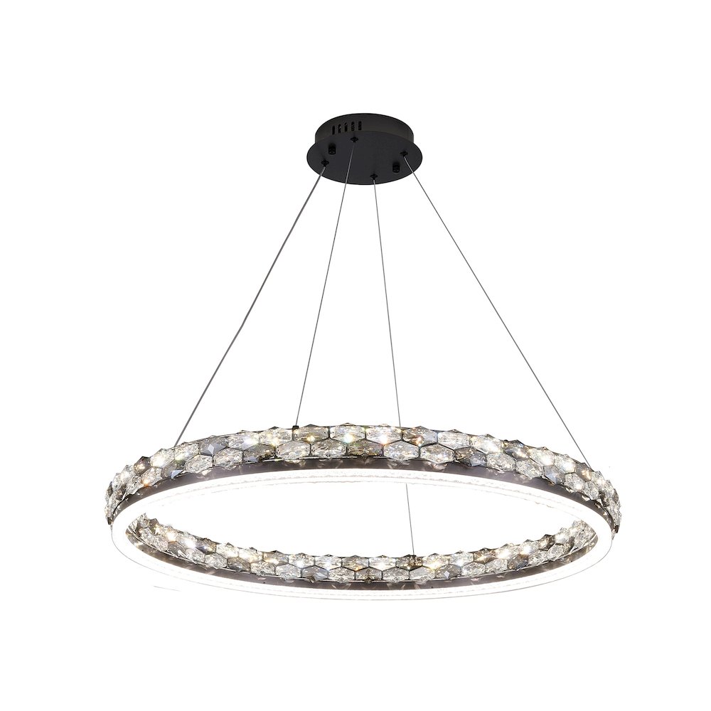 1-Light Stain Black LED Pendant With Crystal Accents. Picture 4