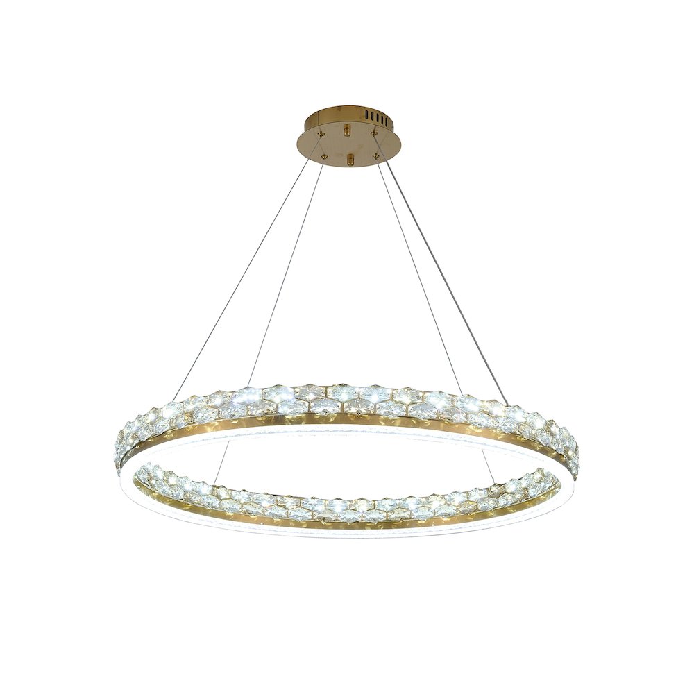 1-Light Brass LED Pendant With Crystal Accents. Picture 4
