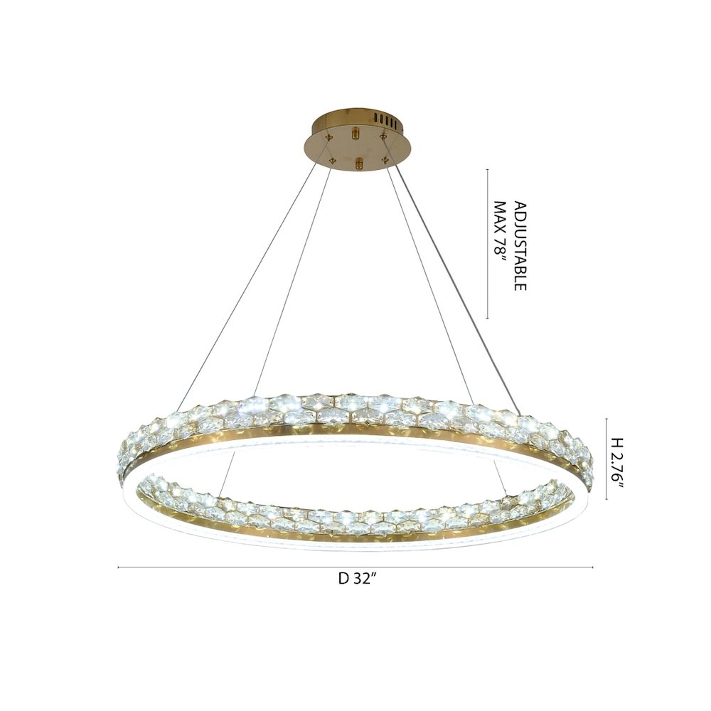 1-Light Brass LED Pendant With Crystal Accents. Picture 10