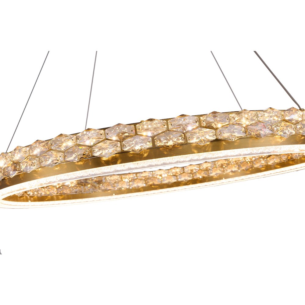 1-Light Brass LED Pendant With Crystal Accents. Picture 6