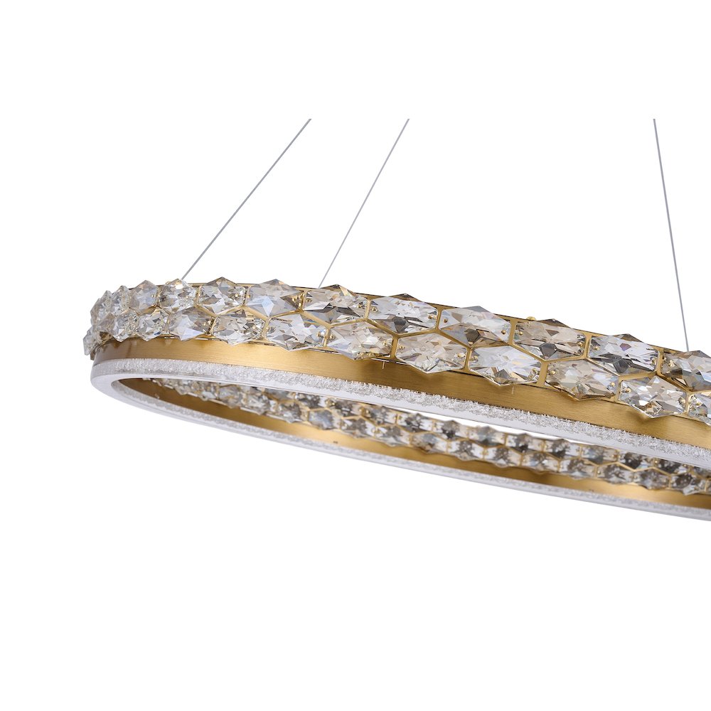 1-Light Brass LED Pendant With Crystal Accents. Picture 7