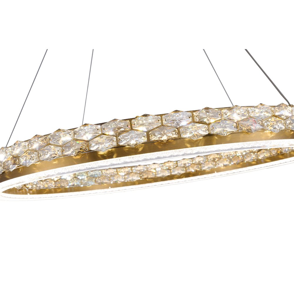 1-Light Brass LED Pendant With Crystal Accents. Picture 9