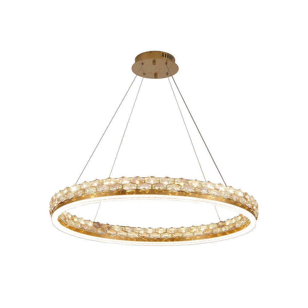 1-Light Brass LED Pendant With Crystal Accents. Picture 5
