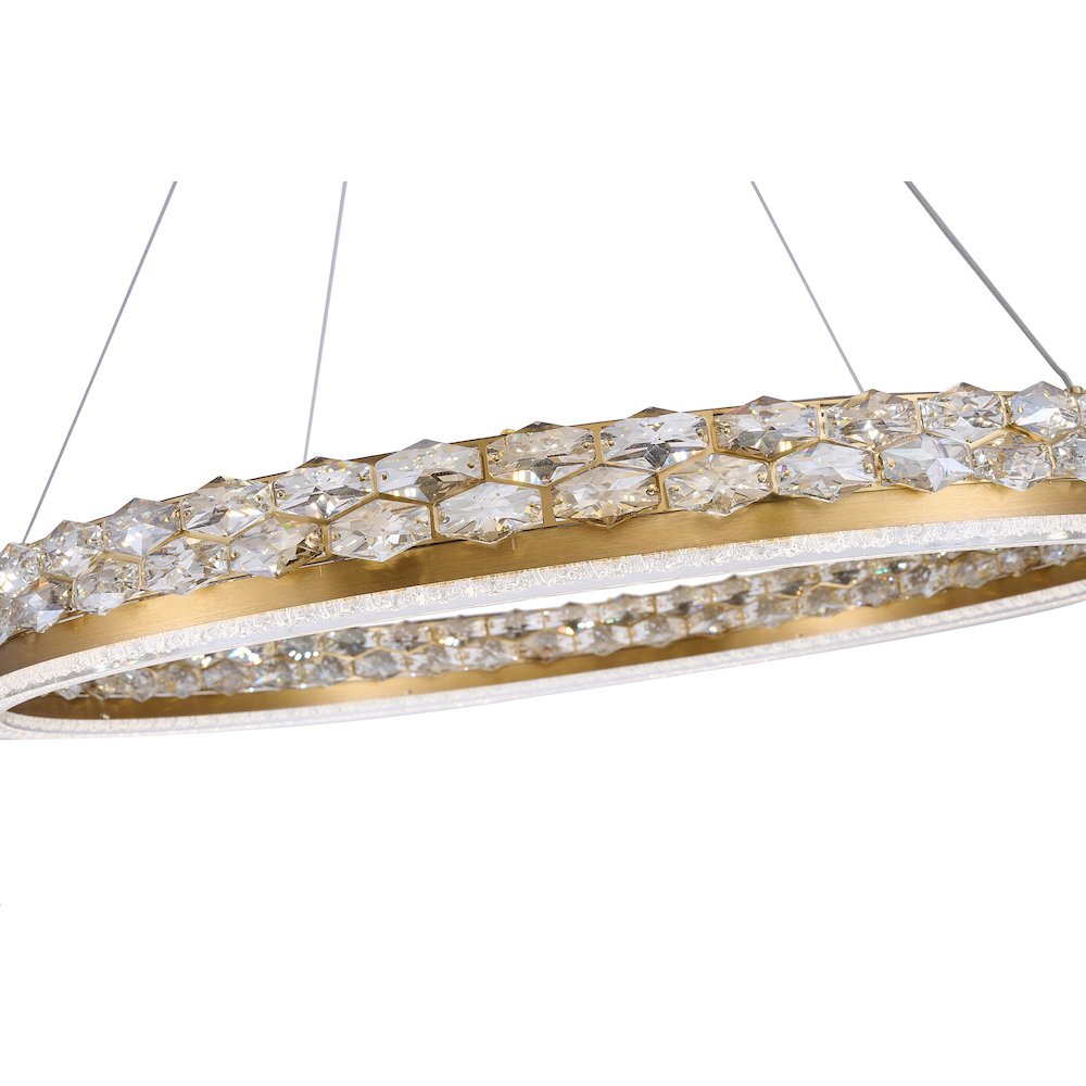 1-Light Brass LED Pendant With Crystal Accents. Picture 8