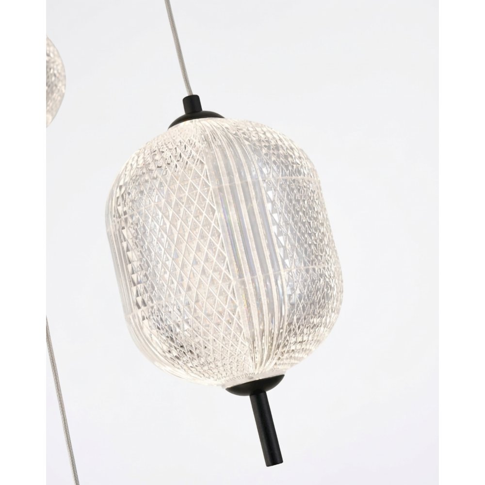 9-Light Satin Black LED Chandelier With PC Shades. Picture 7