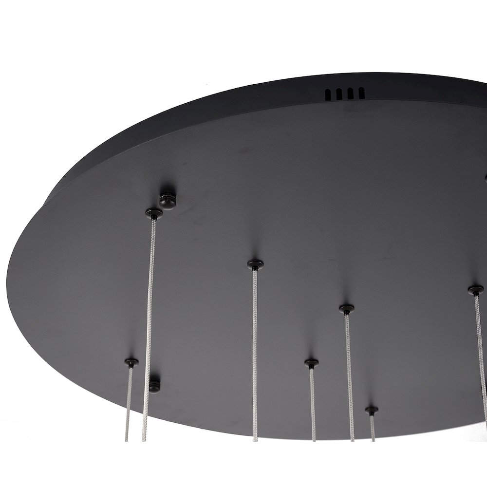 9-Light Satin Black LED Chandelier With PC Shades. Picture 8