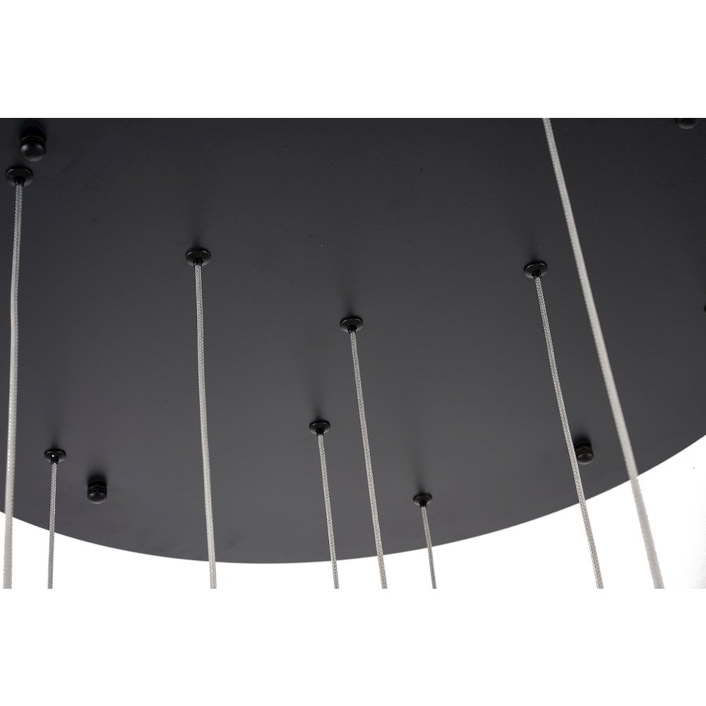 15-Light Satin Black LED Chandelier With PC Shades. Picture 9