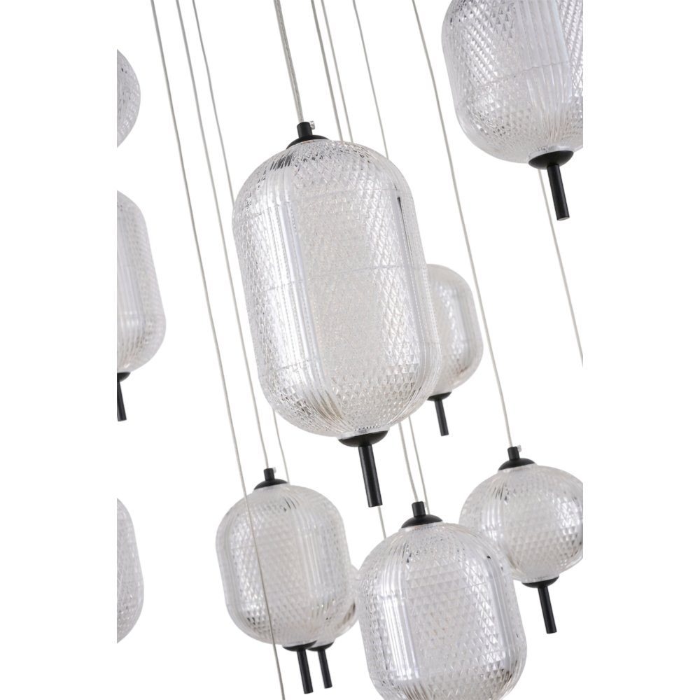 15-Light Satin Black LED Chandelier With PC Shades. Picture 6