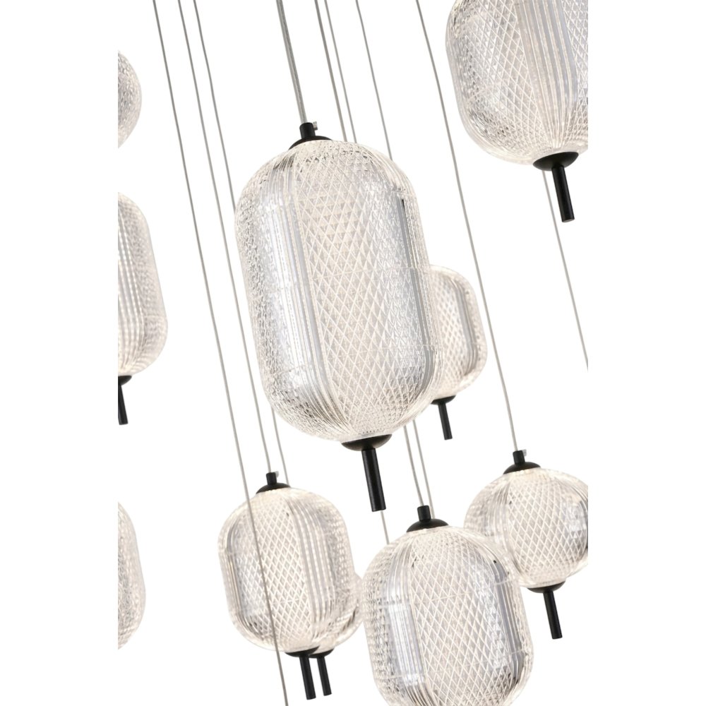 15-Light Satin Black LED Chandelier With PC Shades. Picture 7