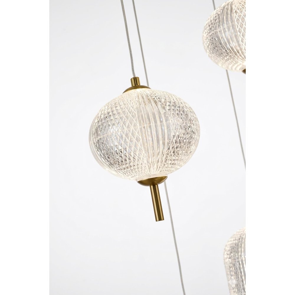 15-Light Satin Brass LED Chandelier With PC Shades. Picture 6