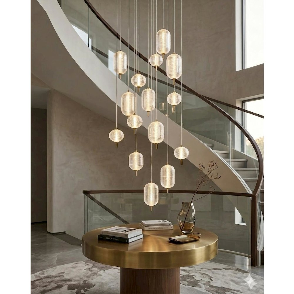 15-Light Satin Brass LED Chandelier With PC Shades. Picture 14