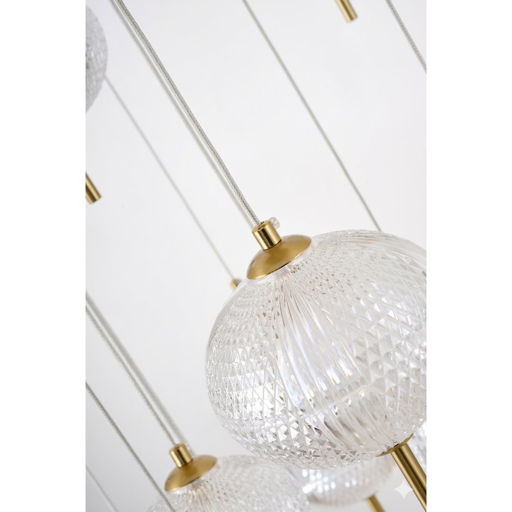 15-Light Satin Brass LED Chandelier With PC Shades. Picture 8