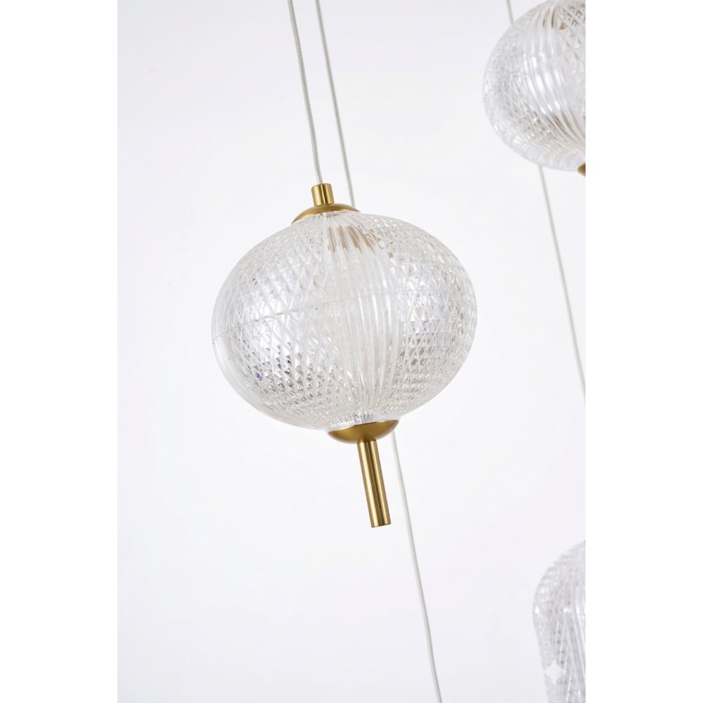 15-Light Satin Brass LED Chandelier With PC Shades. Picture 11