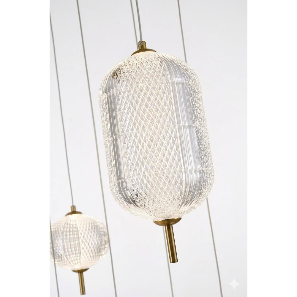 15-Light Satin Brass LED Chandelier With PC Shades. Picture 7