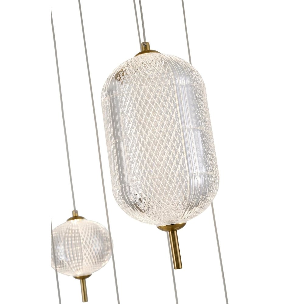 15-Light Satin Brass LED Chandelier With PC Shades. Picture 5