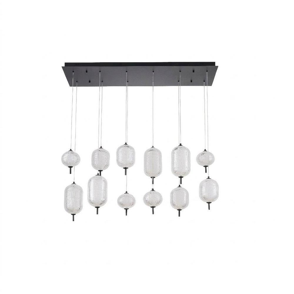 12-Light Satin Black LED Chandelier With PC Shades. Picture 6