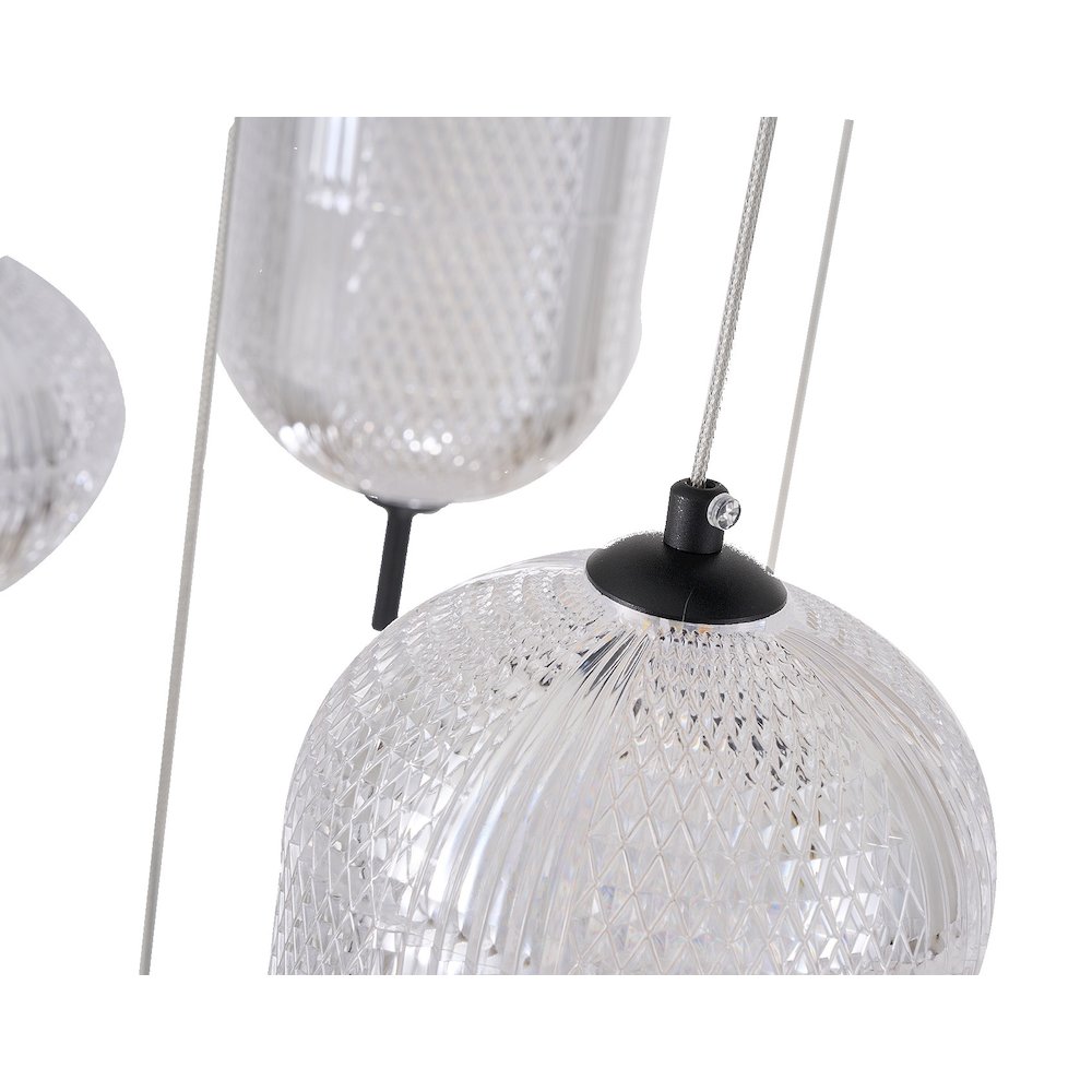 12-Light Satin Black LED Chandelier With PC Shades. Picture 4